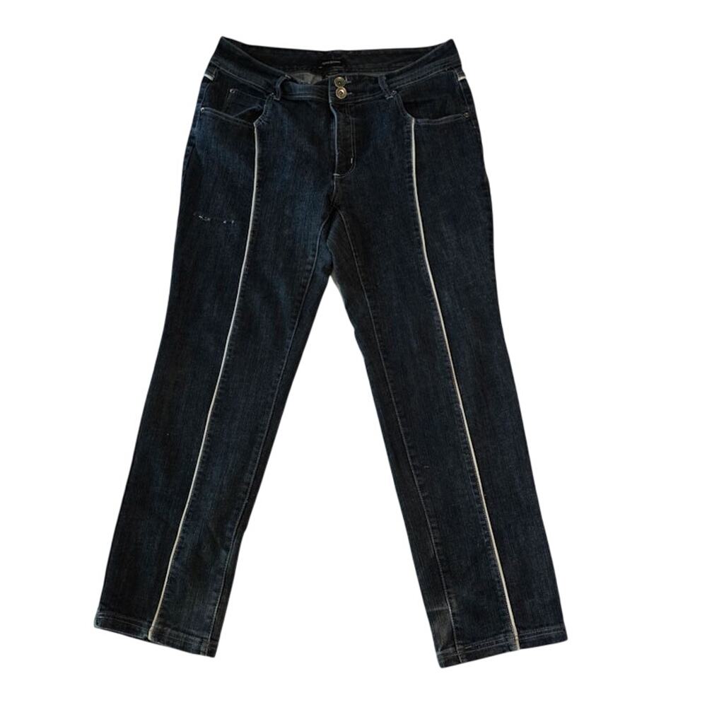Vintage Ashley Stewart Dark Denim Women's Straight Striped Jeans 16W Western
